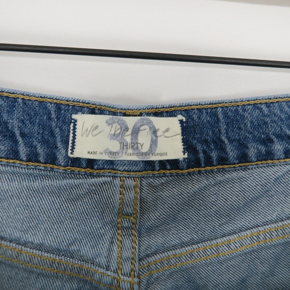 We The Free Straight Up Baggy Jeans Womens 30 Blue Wide Leg High Rise Raw Hem - Picture 9 of 11